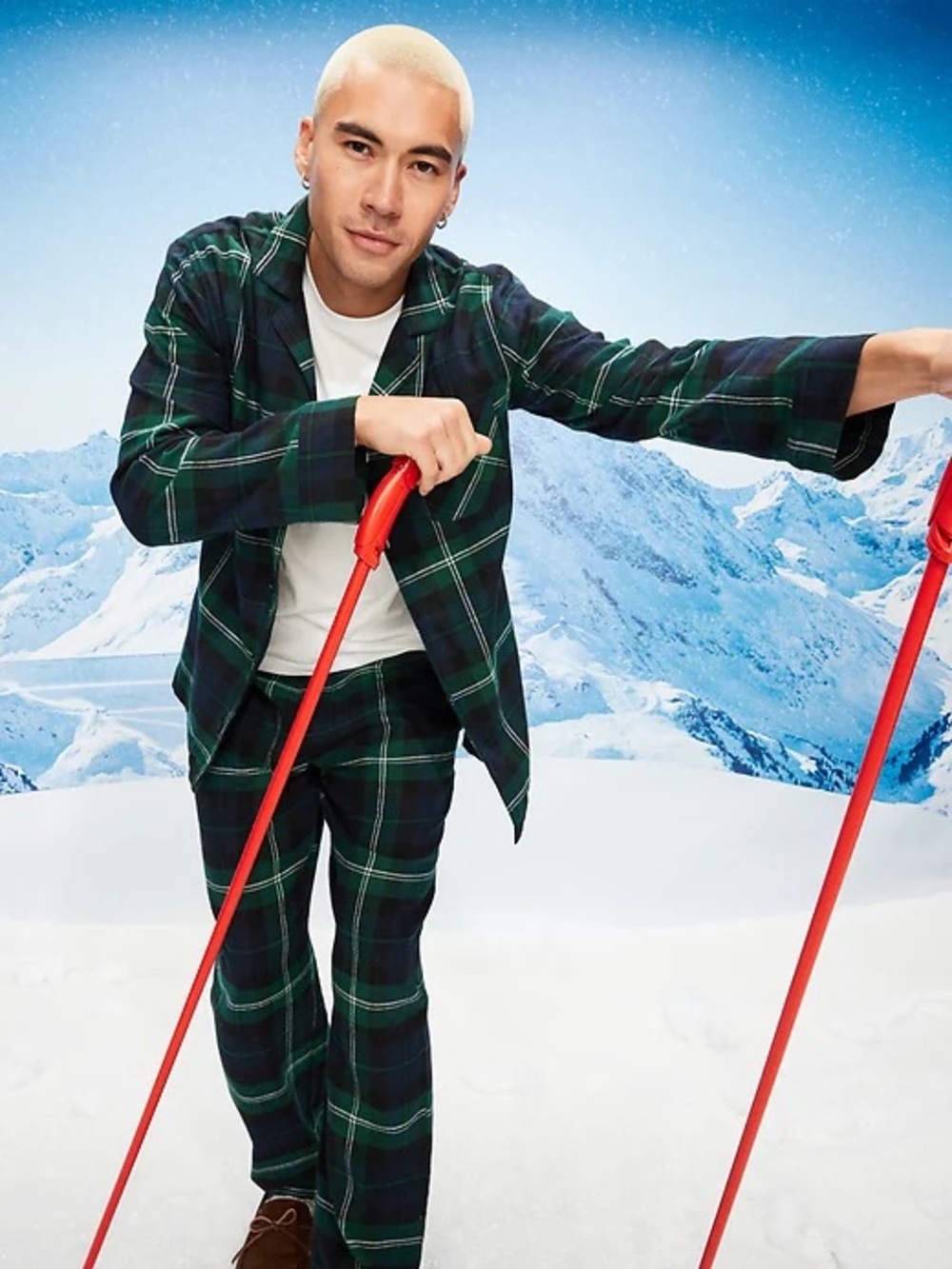NWT Old Navy Men's M Green Plaid Flannel Pajama Set Long Sleeve Pants Holiday